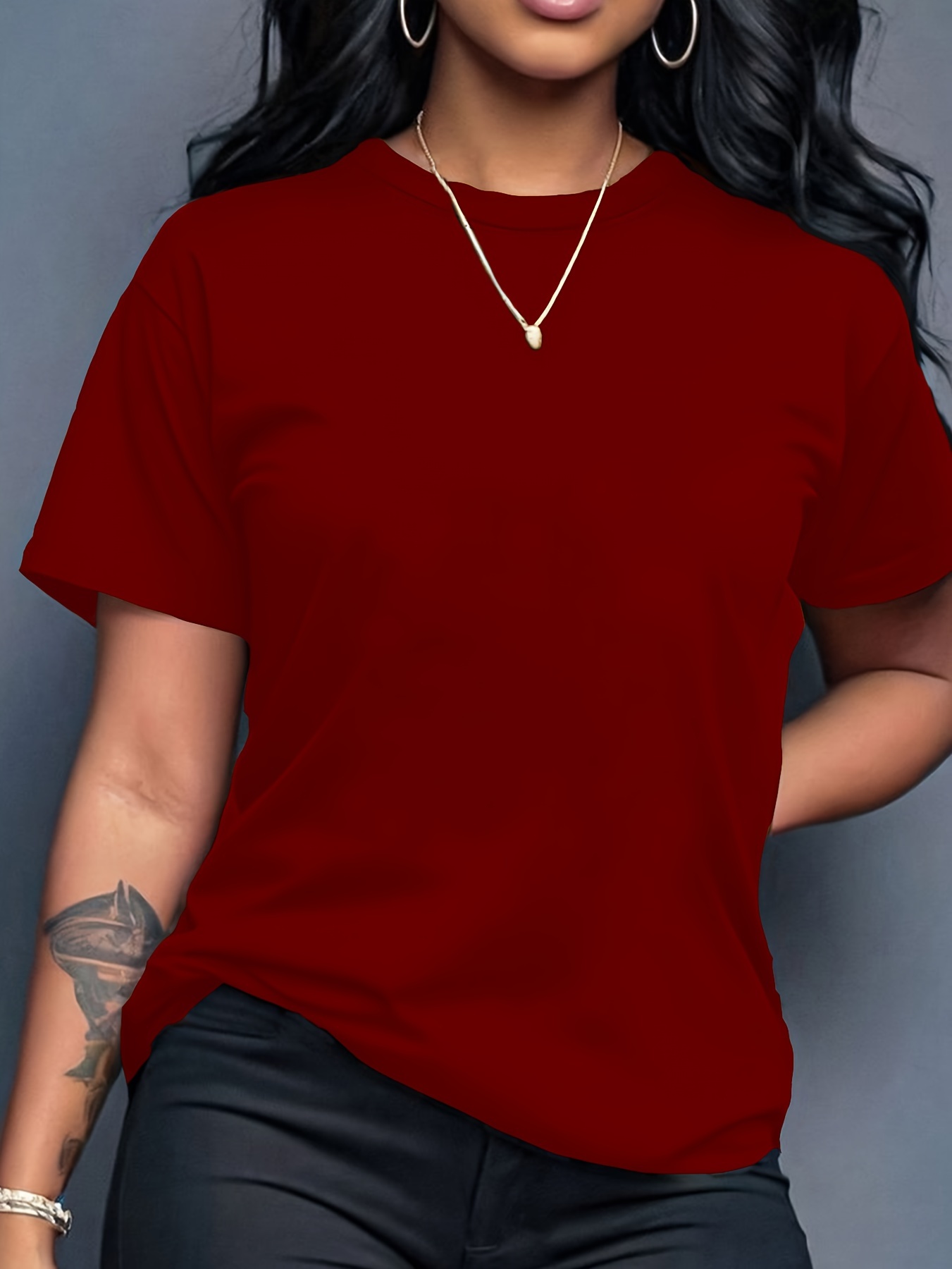 Women's Vibrant Orange Crew Neck T-Shirt - Soft Stretch Casual Short Sleeve Top, Breathable Regular Fit for Spring & Summer, Machine Washable, Casual Attire, Simple Timeless Design, Comfortable Fabric