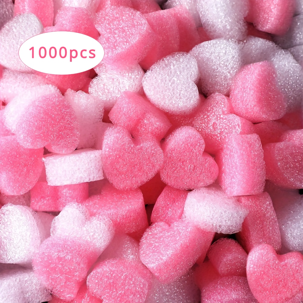 Image of A Set Of 1000 Mini Heart-shaped Foam Beads In Pink And White, Perfect For Filling Gift Boxes, Baskets, And For Craft Projects, Including Decorations For Parties And Weddings, For Valentine's Day