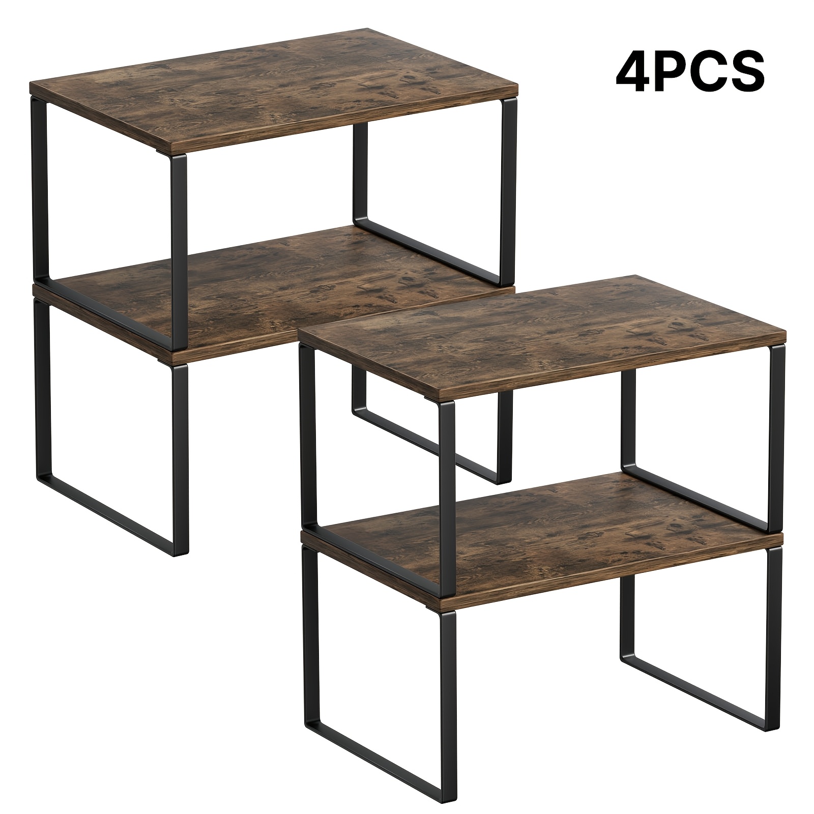 Image of 4pcs Desktop Organizer Rack, Kitchen Spice Storage Rack With Strong Load-bearing Design, Bottle And Jar Organizer, For Kitchen Dining Table Cabinet Countertop Organization, Kitchen Storage Shelf