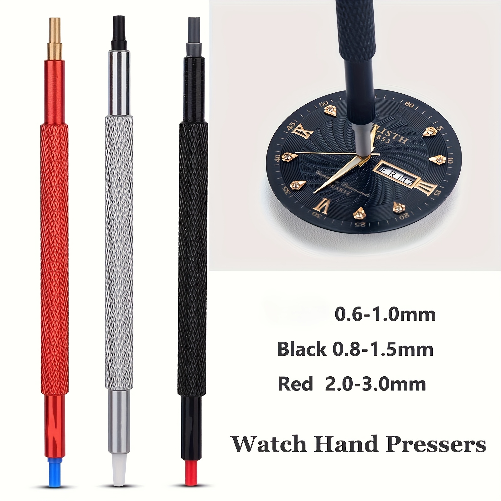 

3pcs Watch Repair Tool Set - Stainless Pressers & Pushers With Rubber Heads Work