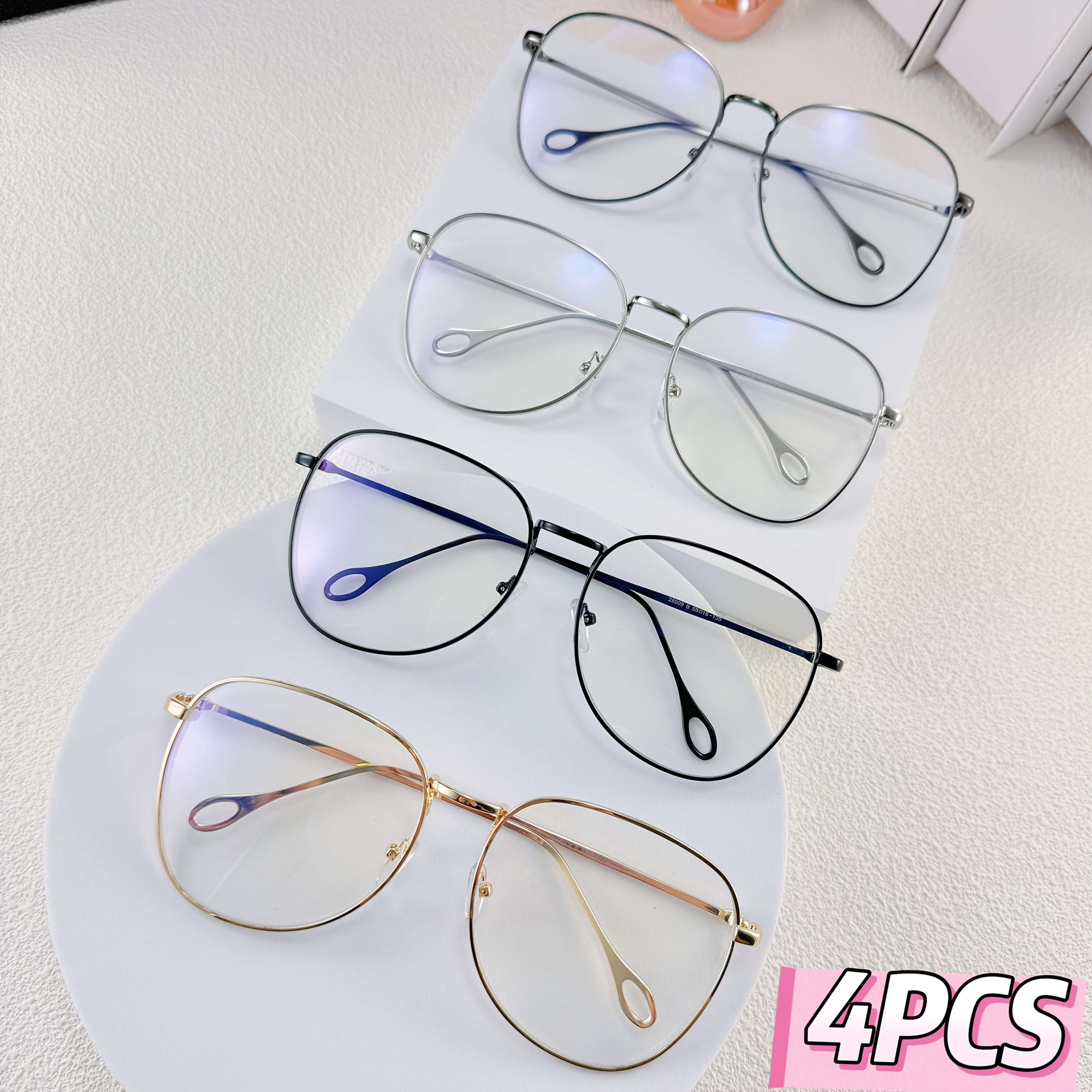4pcs retro transparent lens fashion glasses unisex high Temu