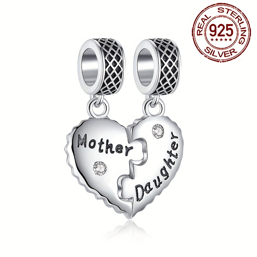 

S925 Silver Mother And Daughter Double Bead Pendant Suitable For Basic Chain Necklace Diy Exquisite Ladies Gifts