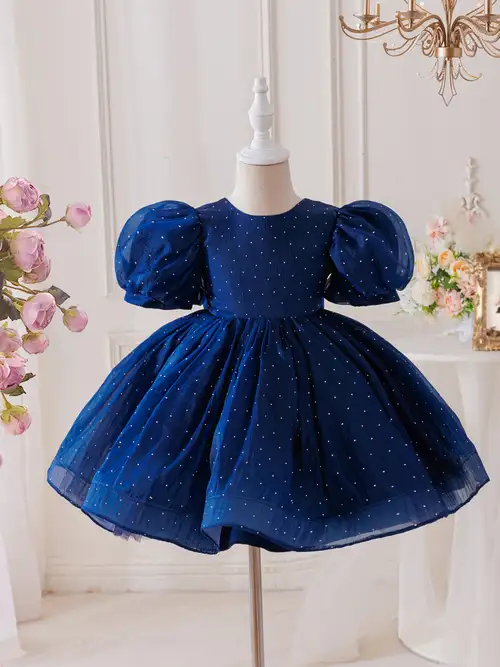 Girls' Halloween Puff Sleeve Dress, Silvery Three-Dimensional Dot Hot Drilling Tutu Skirt, Detachable Large Bow Decoration, Suitable for Birthday, Holiday Performance, School Activities Girls' Halloween Puff Sleeve Dress, Silvery Three-Dimensional Dot Hot Drilling Tutu Skirt, Detachable Large Bow Decoration, Suitable for Birthday, Holiday Performance, School Activities