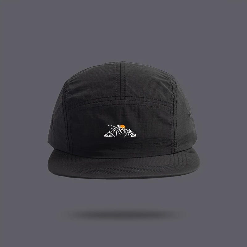 TEMU Mountain Series Outdoor Commuting Quick-dry Sun Hat, Solid Short Brim With Sunrise And , Back Adjustable Hiking And Mountaineering Baseball