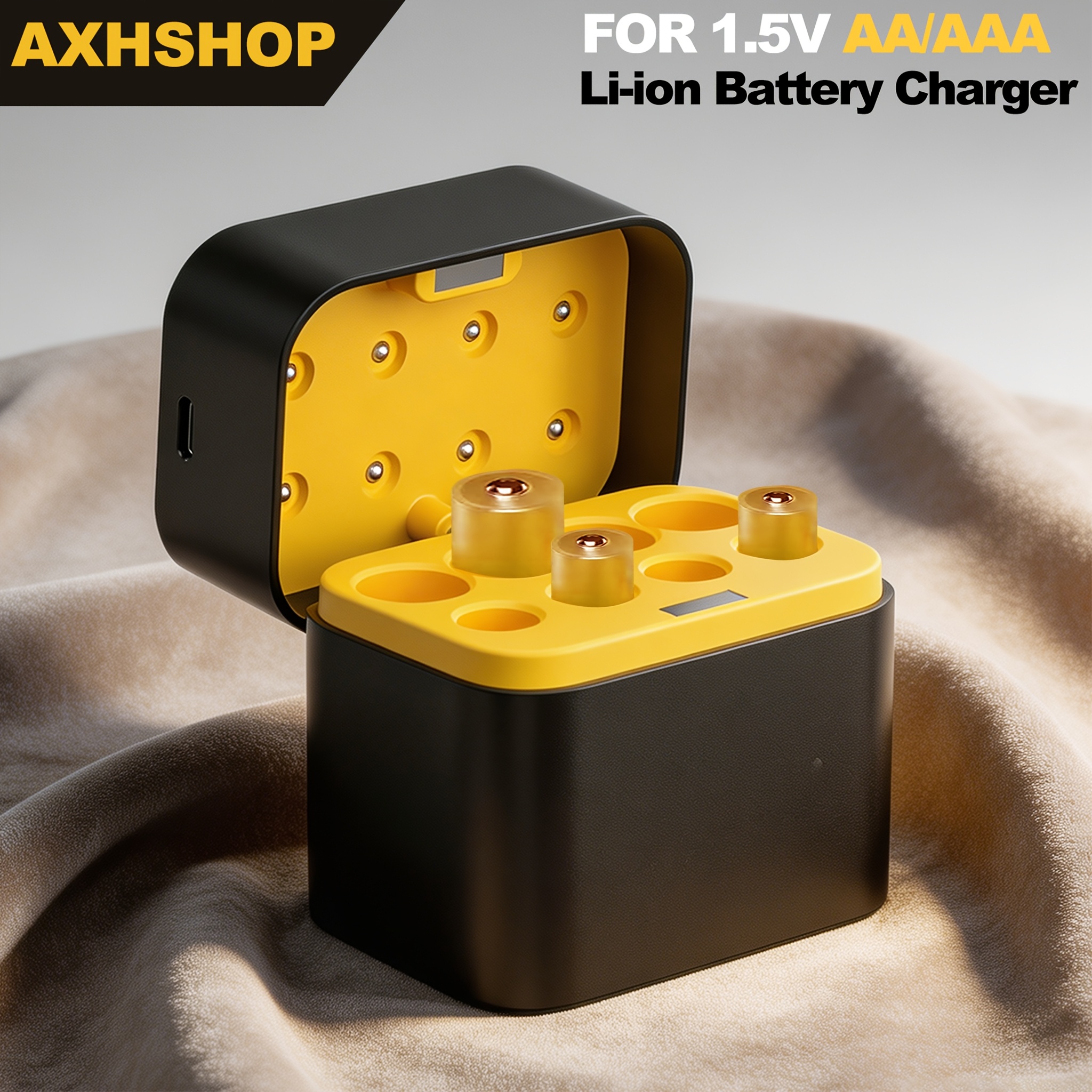 TEMU Aa Aaa Battery Charger, Can Charge 1.5v Aa/aaa Lithium Batteries Simultaneously, Usb-c Charging Port For Convenient Charging And Storage, 8-slot