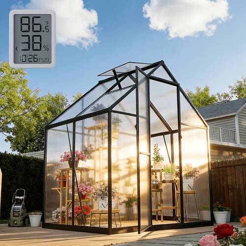 walk in outdoor greenhouse 6 4x5 58ft 6 4x7 35ft polycarbonate greenhouse with hygrometer heavy duty aluminium frame lockable door vented roof window easy assembly house