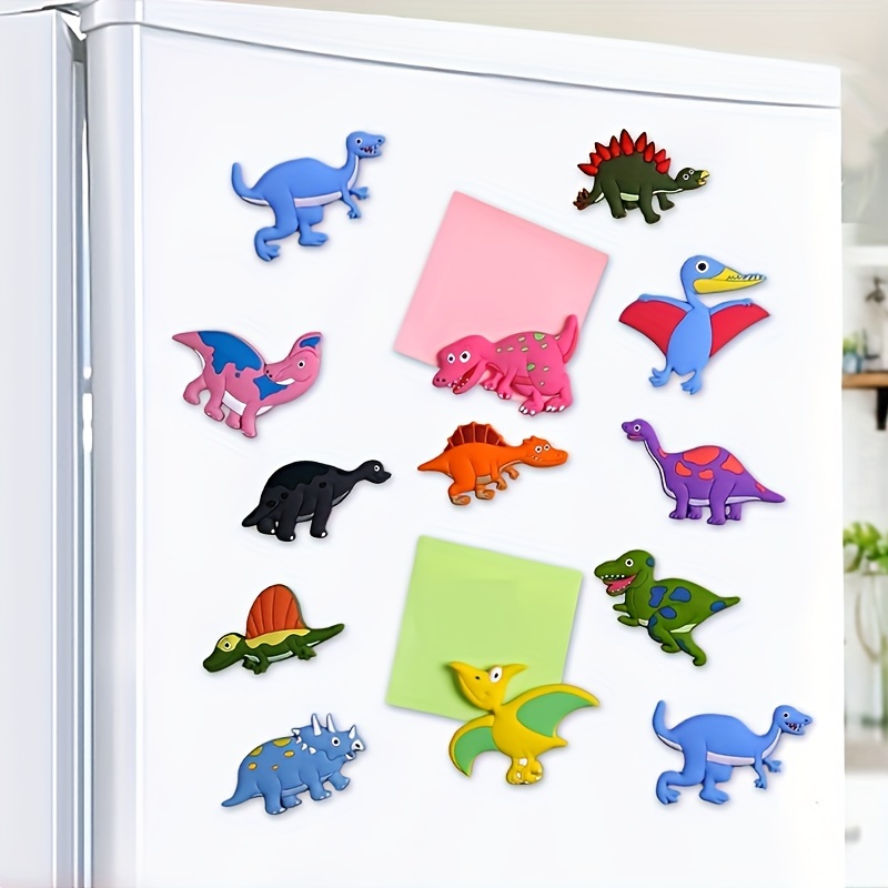 12pcs Cute Refrigerator Magnets Soft Adhesive Dinosaur Refrigerator Magnets Creative Cartoon Magnet Magnets,any6pcs/the Whole 12pcs