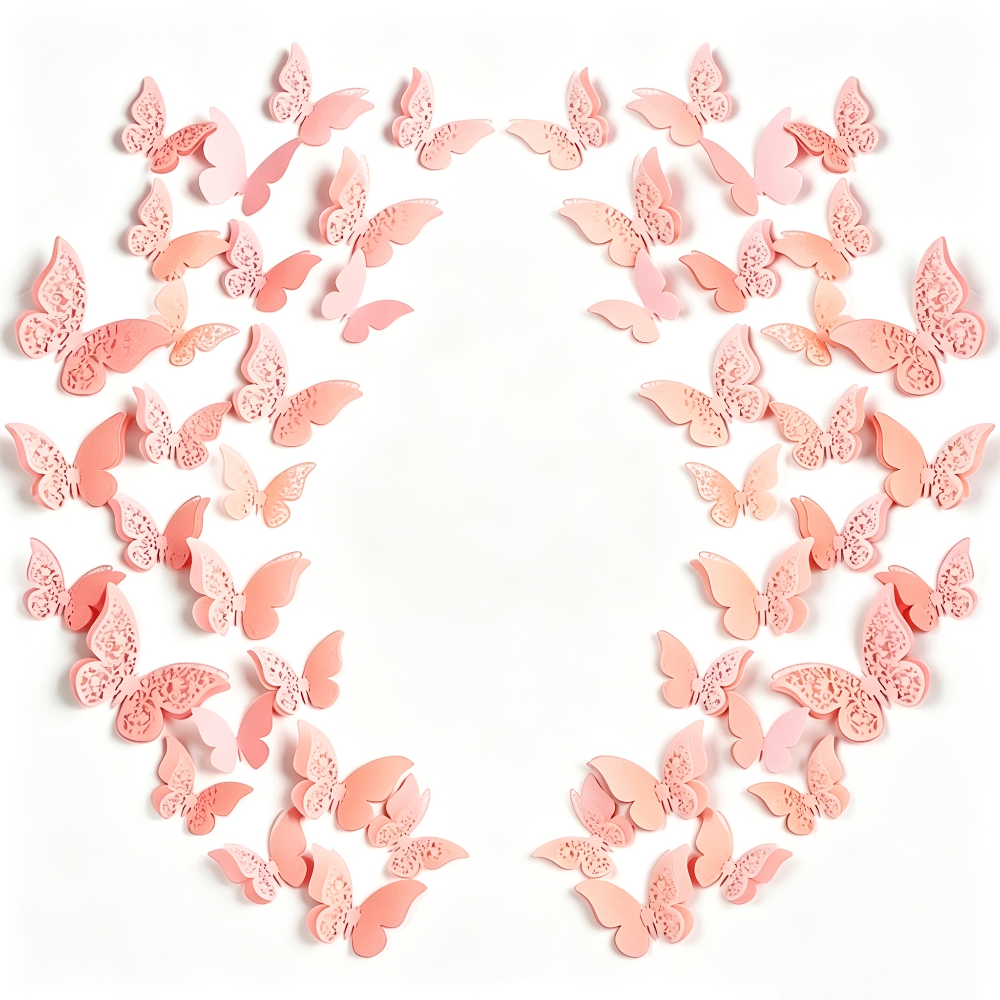 60pcs 3d Layered Wall Stickers, Removable Stickers, Hollow Wall Stickers, Wall Art, Craft For Home, Wedding Decor, Pink