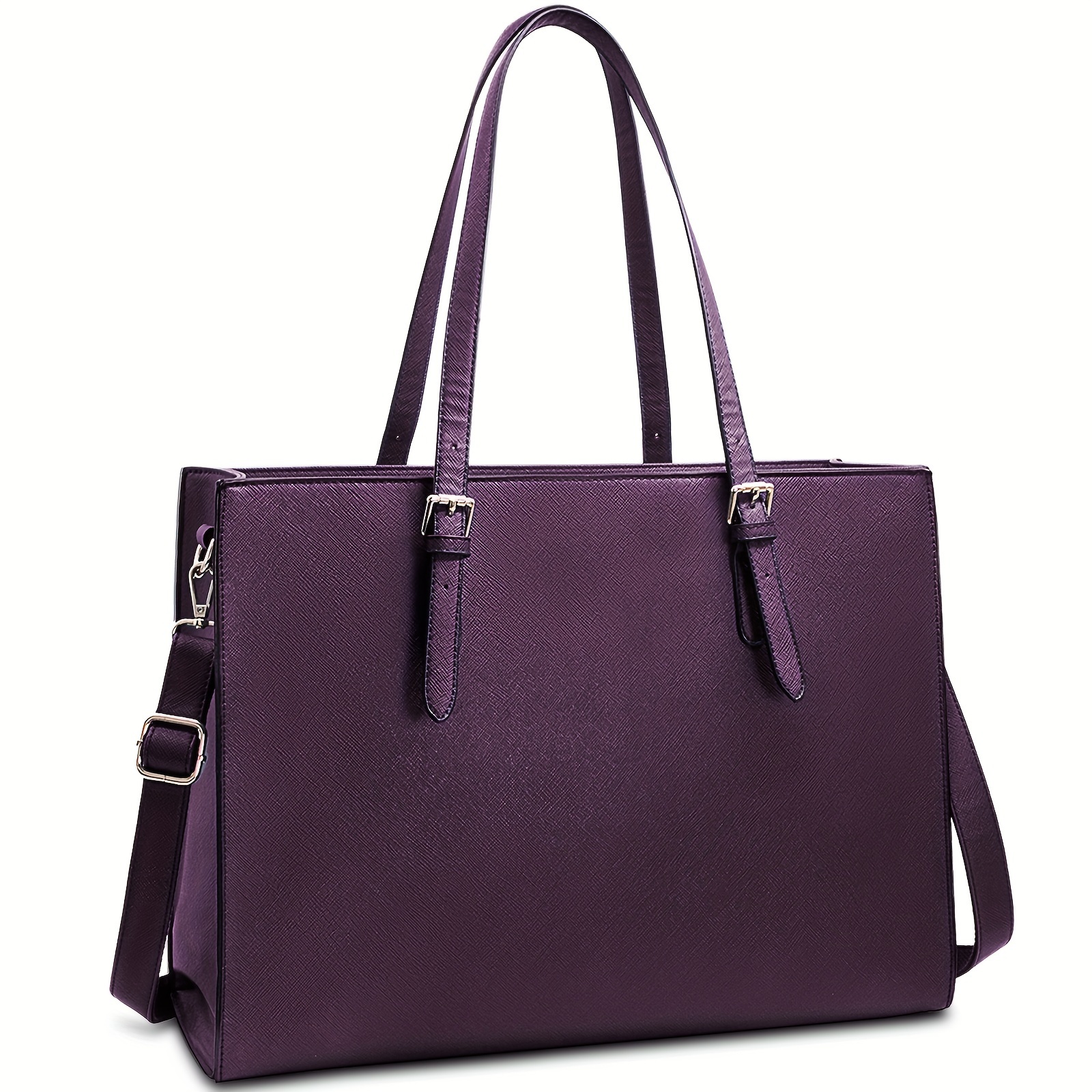 TEMU Nubily Laptop Bag For Women Waterproof Lightweight 15.6 Inch Computer Tote Bag Briefcase Large Capacity Handbag Shoulder Bag Professional Office Work Bag Dark Purple