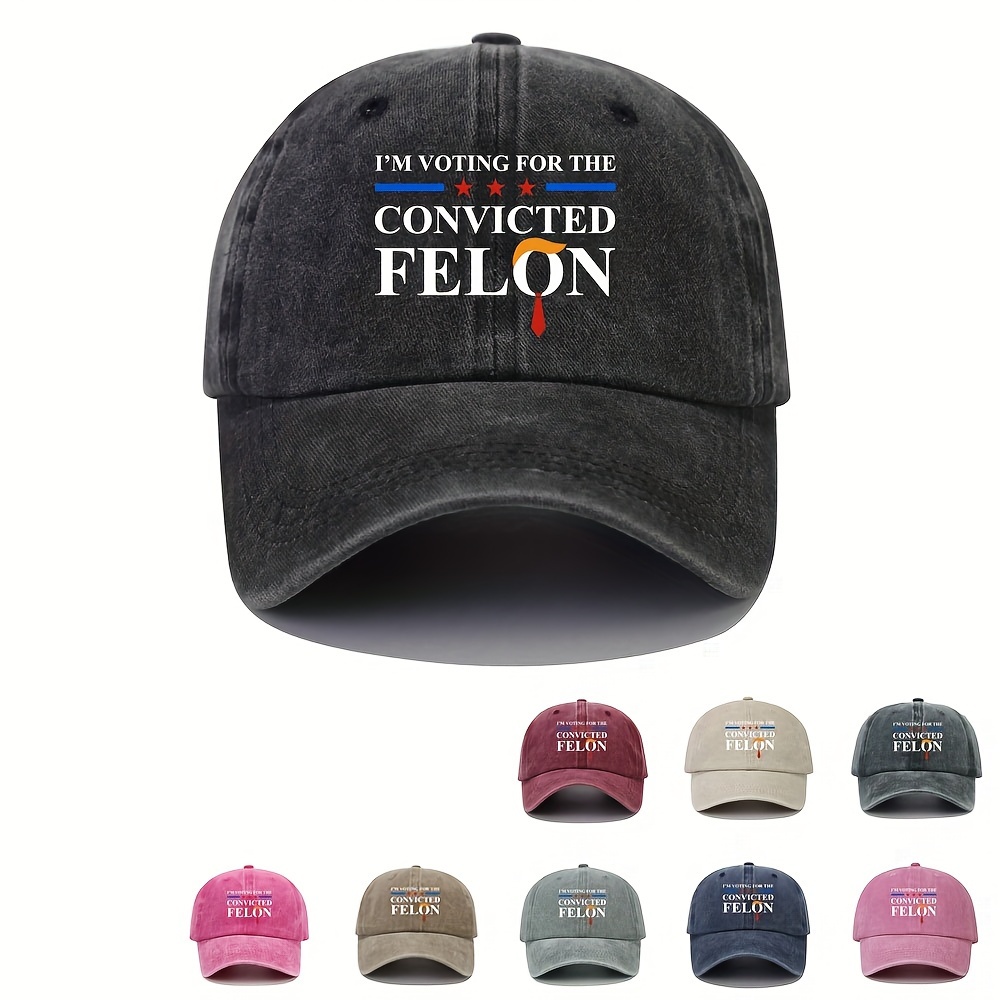 

i'm Voting For The Convicted " Funny Print Washed Distressed Baseball Cap - Lightweight, Adjustable Dad Hat With Sun Protection, Cotton, Non-elastic, Buckle Closure For Women