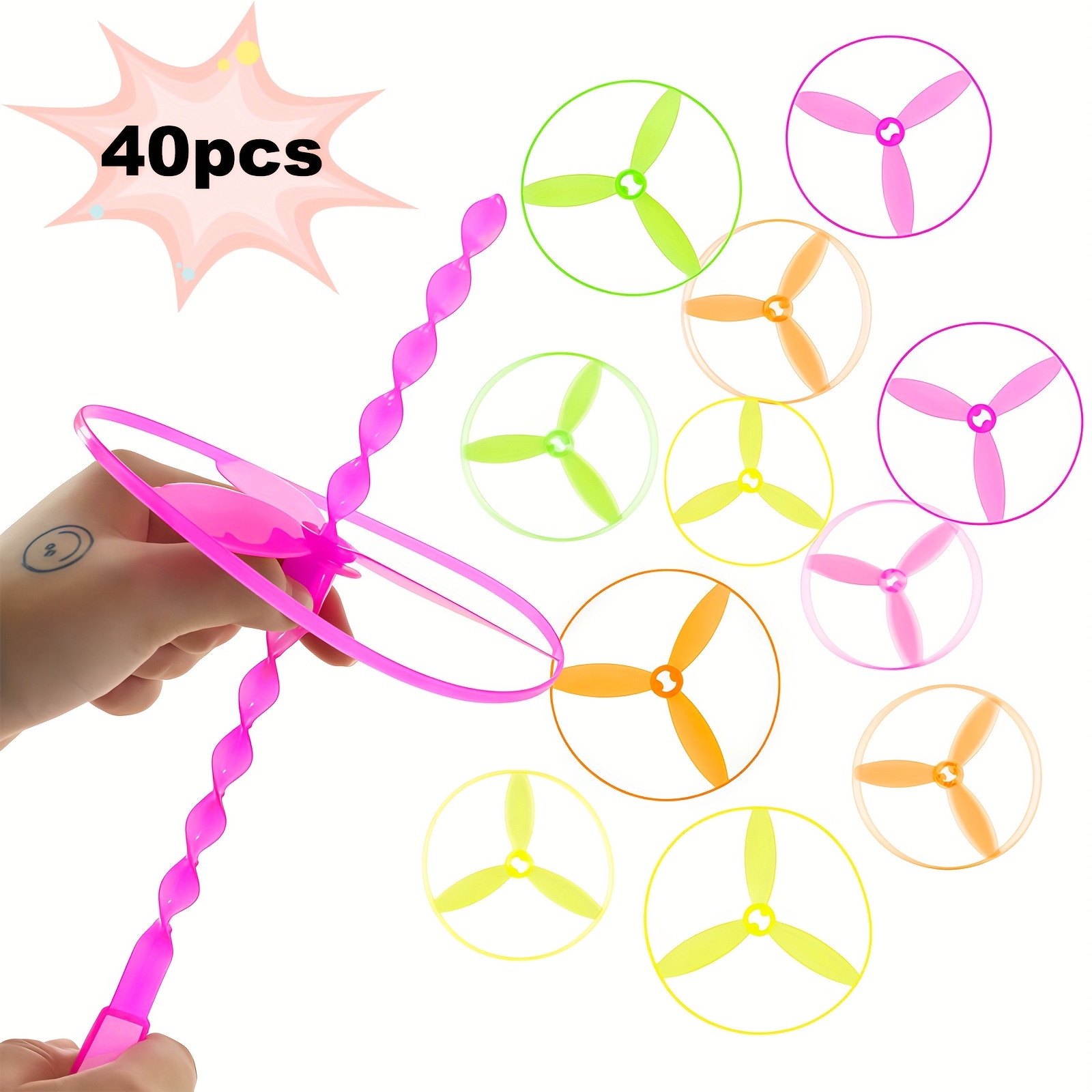 TEMU 40pcs Flying Toys Shaped Like Helicopters, Outdoor , Made Of Plastic, Ideal For Christmas, Halloween, Birthday Party, Gift Bags, Party Favors,