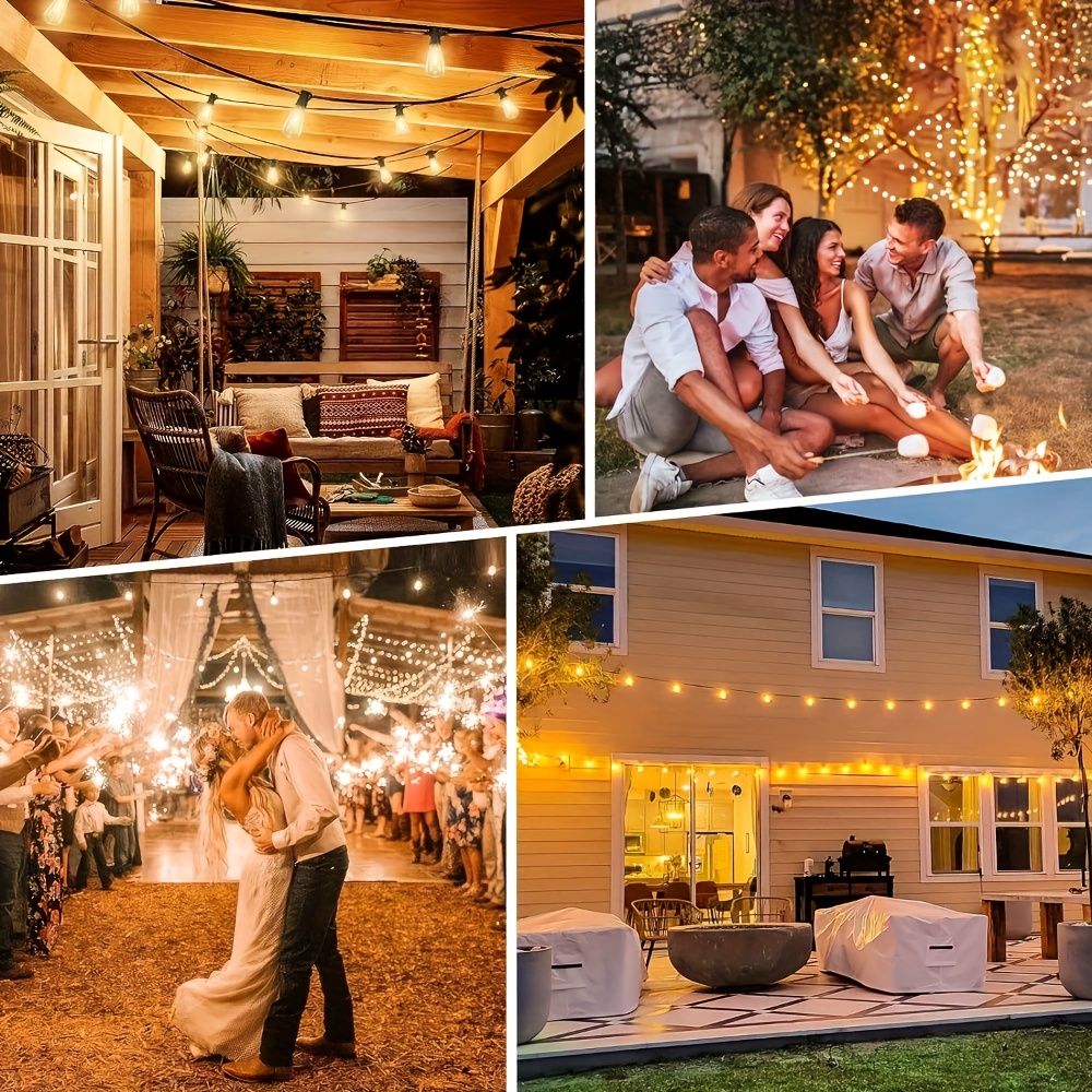 50-200 ft LED Outdoor String Lights with Shatterproof ST38 Edison Bulbs, E12 Socket, Black Wire, 2700K Dimmable Hanging Lights for Party and