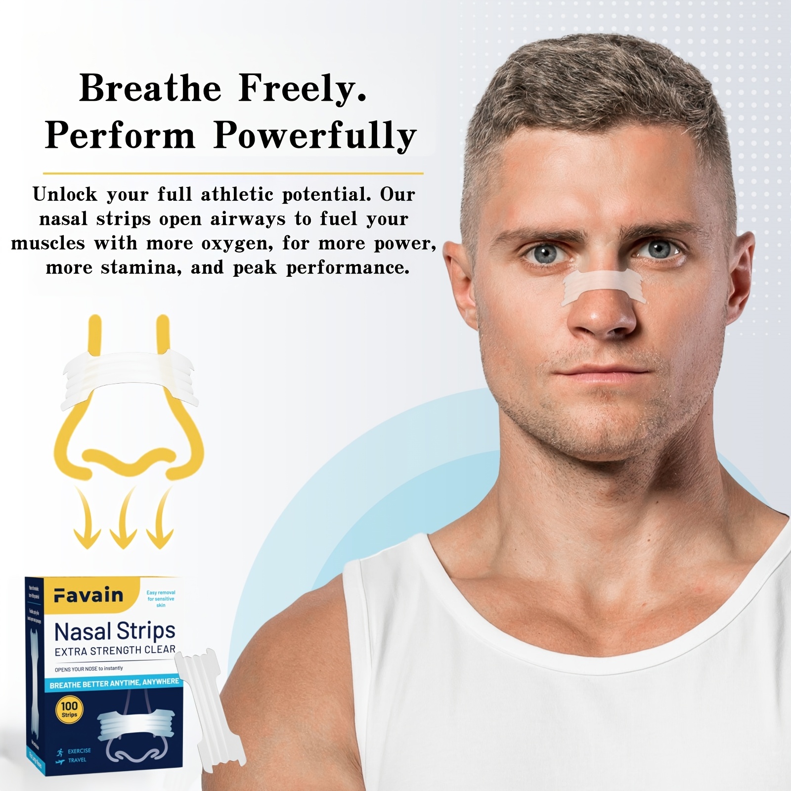 100pcs Sports Nose Strips, 31% Enhanced Airflow, Strong Hold, Breathable Design for Active Lifestyles, Holiday Gift Ready
