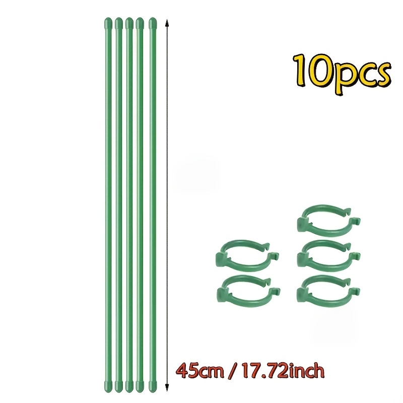 Image of 10/16/20pcs Inch Plant Support Stakes With Clips, Sticks, Garden Plant Support Poles For Potted Tomatoes Roses Flowers, Indoor Outdoor Plant Supporting Stakes For Garden Balcony Potted Plants