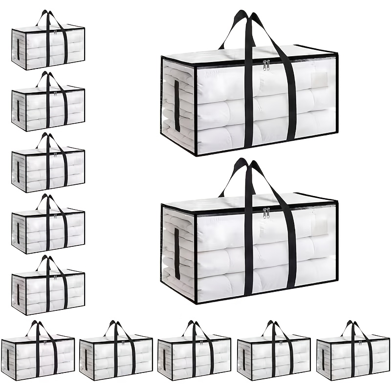 TEMU Extra-large Moving Bags With 12pcs - Featuring Alloy Zippers, Wrapped Webbing Edges, Durable Handles, Construction, Plastic, And Space - Ideal For Easy Relocation, College Dorms, And