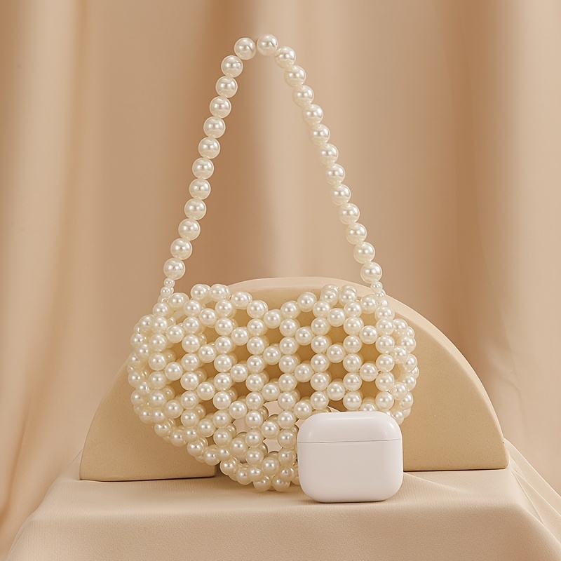 2024 Handmade white pearl bag