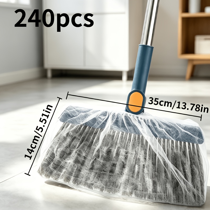 TEMU 240pcs Housses de balai statiques jetables, Forte capture des poils de chat et de chien, Protecteurs de balai universels haute élasticité,
