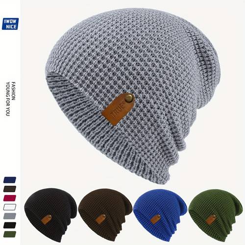 1pc true simple lightweight stretchy winter hat christmas halloween warm beanie unisex autumn winter warm brimless hat thick hat winter outdoor brimless hat for women loose slouchy skull cap comfortable for daily casual wear ski hat
