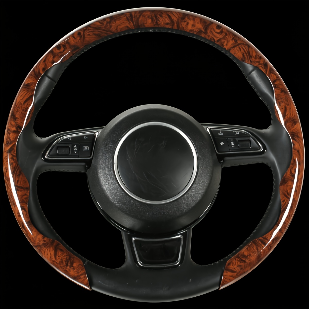 TEMU Housse de volant texturée marbre, installation rapide, demi-enveloppement revêtu antidérapant universel pour volants de voiture D/O/Rond