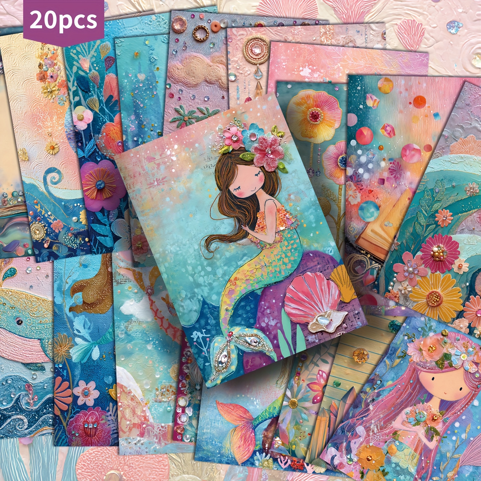 TEMU Paquete de 20 Tarjetas Postales ASSTSS - de de 4x6 Pulgadas, Vibrantes con Conchas y , Ilustraciones Pinup Clásicas para Scrapbooking, Diarios
