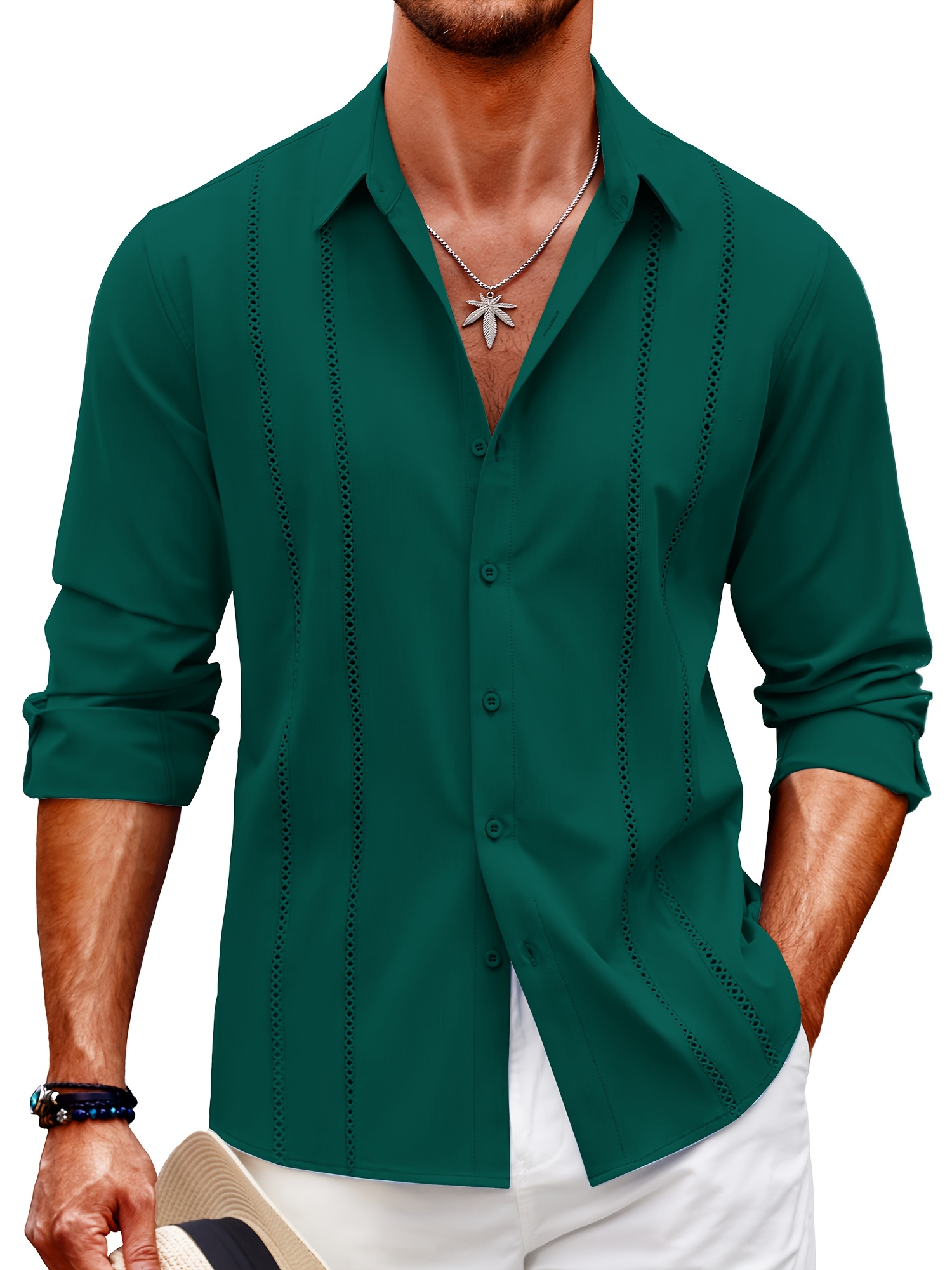 Chemise Homme Coton Délavé Manches Longues Décontractée - Légère Respirante Avec Poche