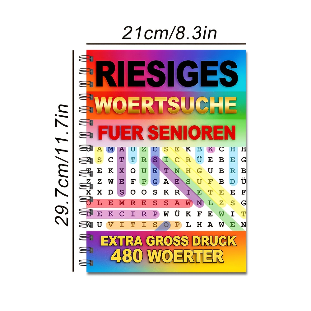 New 480+german Large Print: German Puzzle Book. German Book For Adults. German Word Puzzles. German Puzzles. (german Edition) Perfect Puzzle Books Gift For Adults, Seniors, Men And Women