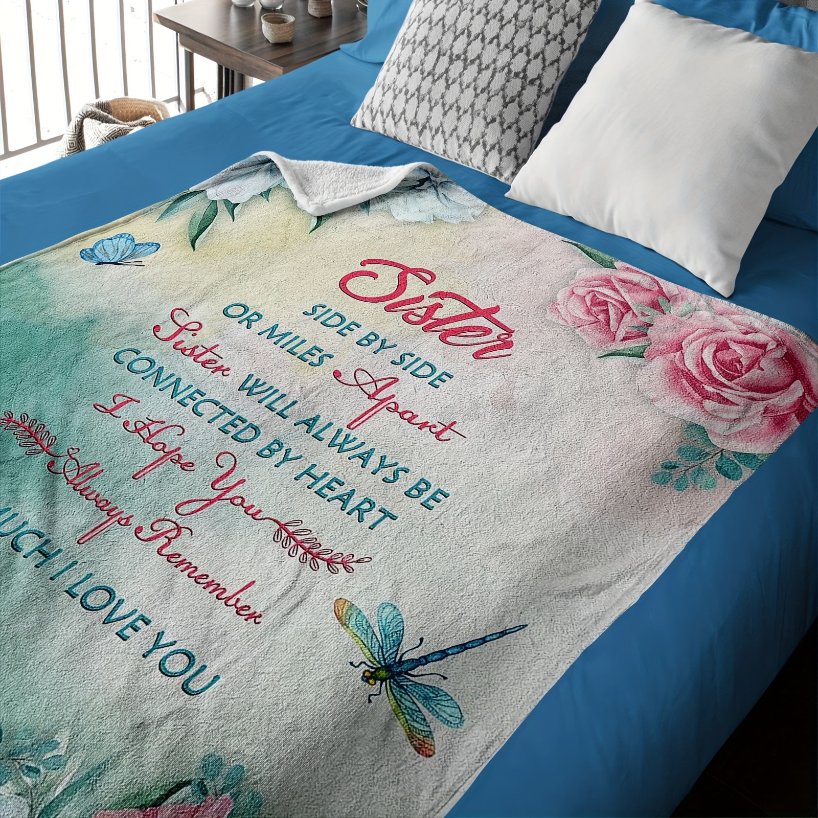 Kituzol Sister Gift Blanket 50x60 - Soft Throw Blanket With Heartwarming Message For Birthday & Graduation