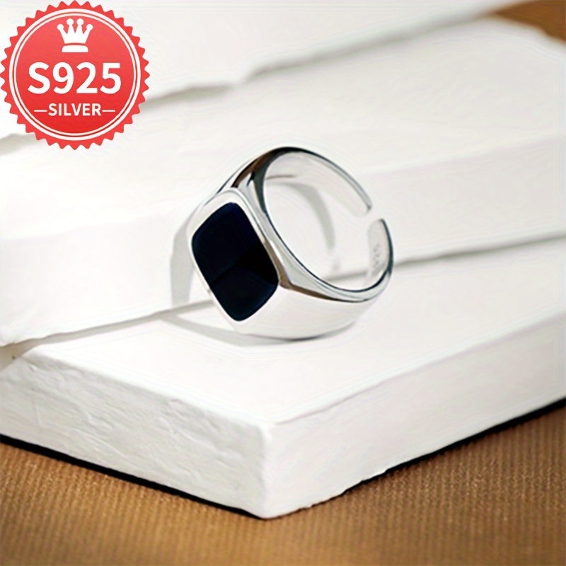 TEMU 925 Hypoallergenic Black Glossy Wide 4.6g For Men And Women