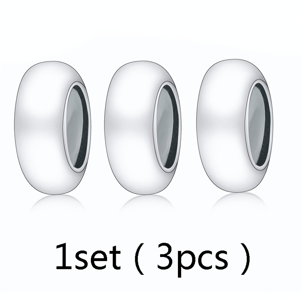 Image of 3pcs Set Of 925 Sterling Silvery Spacer Beads Fits Bracelet Or Necklace Jewelry Making