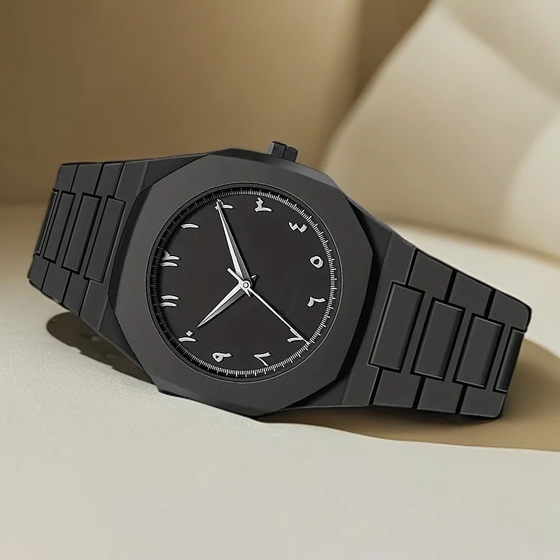 stylish and minimalist watch made of silicone featuring a detachable strap and unique arabic dial water resistant up to 30 meters making it outdoor activities or fitness runs suitable for men and women offering a fashionable look details 3