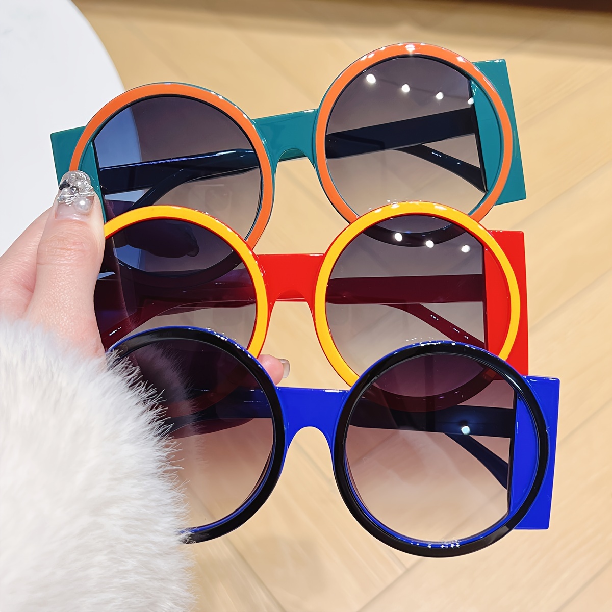 Large Round Sunglasses Women Men Y2k Fashion Color Block - Temu