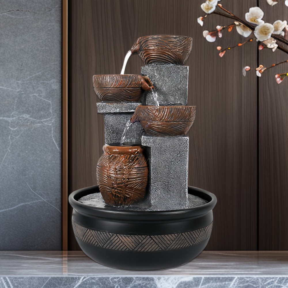 

15.7''h Relaxation Desktop Waterfall Fountain Decor Portable Tabletop Waterfall Fountains With Led Lights, Perfect Accent To Any Office, Living Room, Living Space, Bathroom And Bedroom