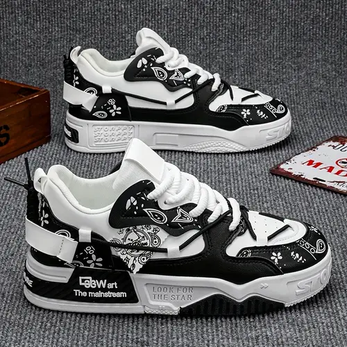1pair mens high top lace up skateboarding shoes fashion sports casual sneakers with comfortable pu upper fabric inner pvc sole for outdoor activities skate shoes