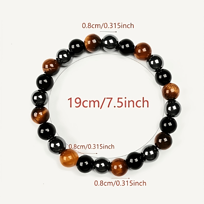 1pc Bracelet Made From 3 Types Of Stones: Tiger Eye, Obsidian, And Black Gallstone, Manufacturer