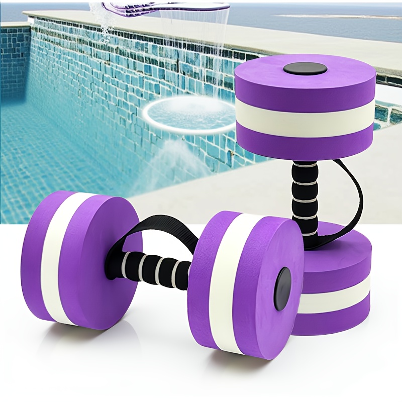 TEMU 2pcs Set Of Water-resistant Pool Dumbbells For Swimming And Fitness — Eva Foam Water-resistant Dumbbells With , Barbell Equipment
