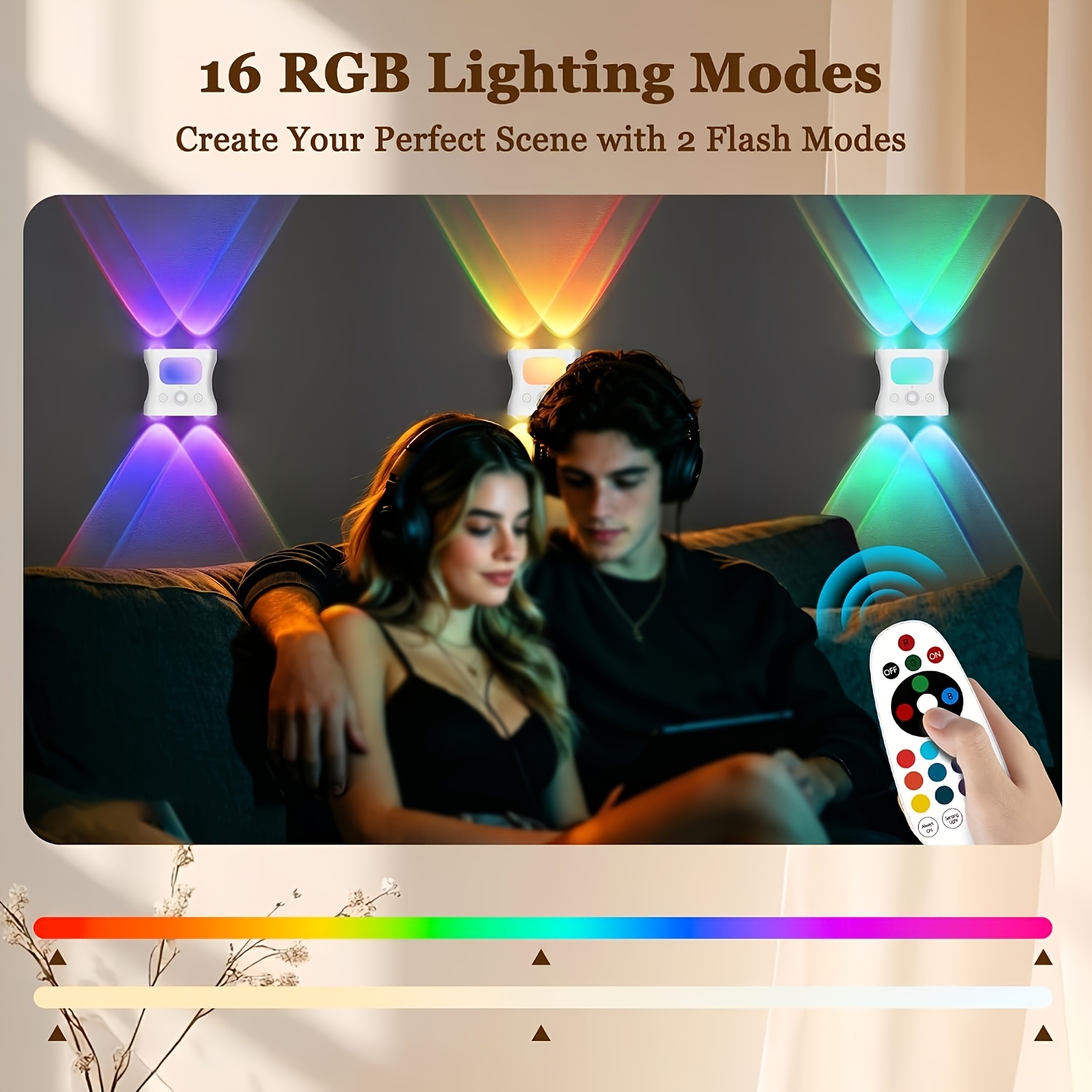 Motion Sensor Wall Lamp with Remote, USB Rechargeable LED Light