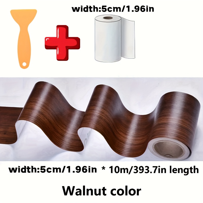 TEMU 1pc Self-adhesive Wood Grain Repair Tape -1pc Small Scraper Is Included, Pp Material, Realistic Wood Patterns For Furniture, Table, Chair,