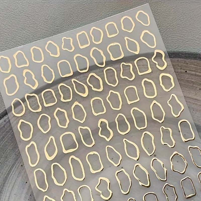 Golden And Silvery Line Border Nail Stickers