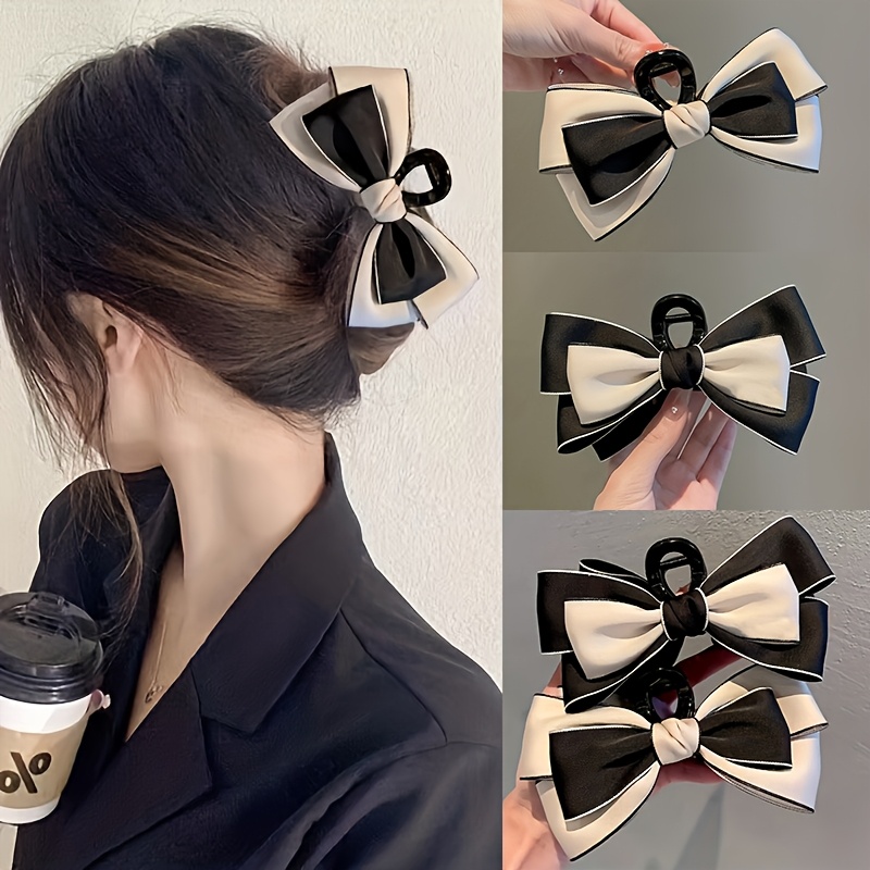 1pc/2pcs Fashionable And Elegant Double-Sided Large Bow Hair Additions Hairpin, Princess Temperament Shark Clip, Large High-End Versatile Women'S Hair Additions Headwear