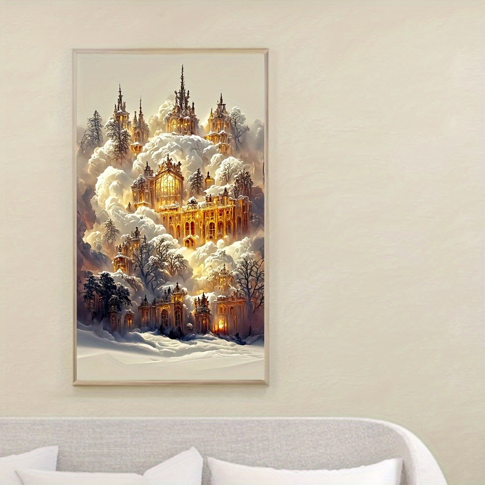 

1pc Large Size 40*70cm (15.75x27.57inch) Diy Diamond Painting Dreamy Cloud Palace Landscape Abstract Art Handmade Home Gift Frameless Set