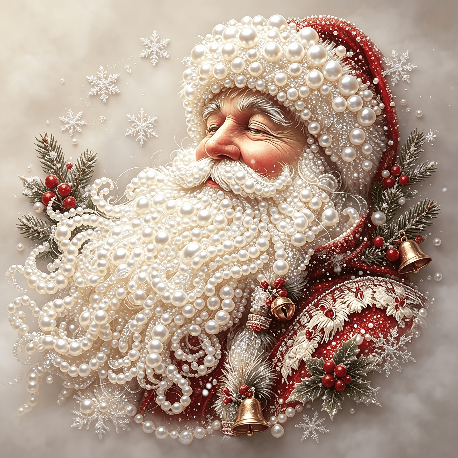 TEMU Kit de peinture diamant DIY de Noël Père Noël de neige 2D plat avec perles, Cadeau artisanal mosaïque, Convient pour la décoration murale du