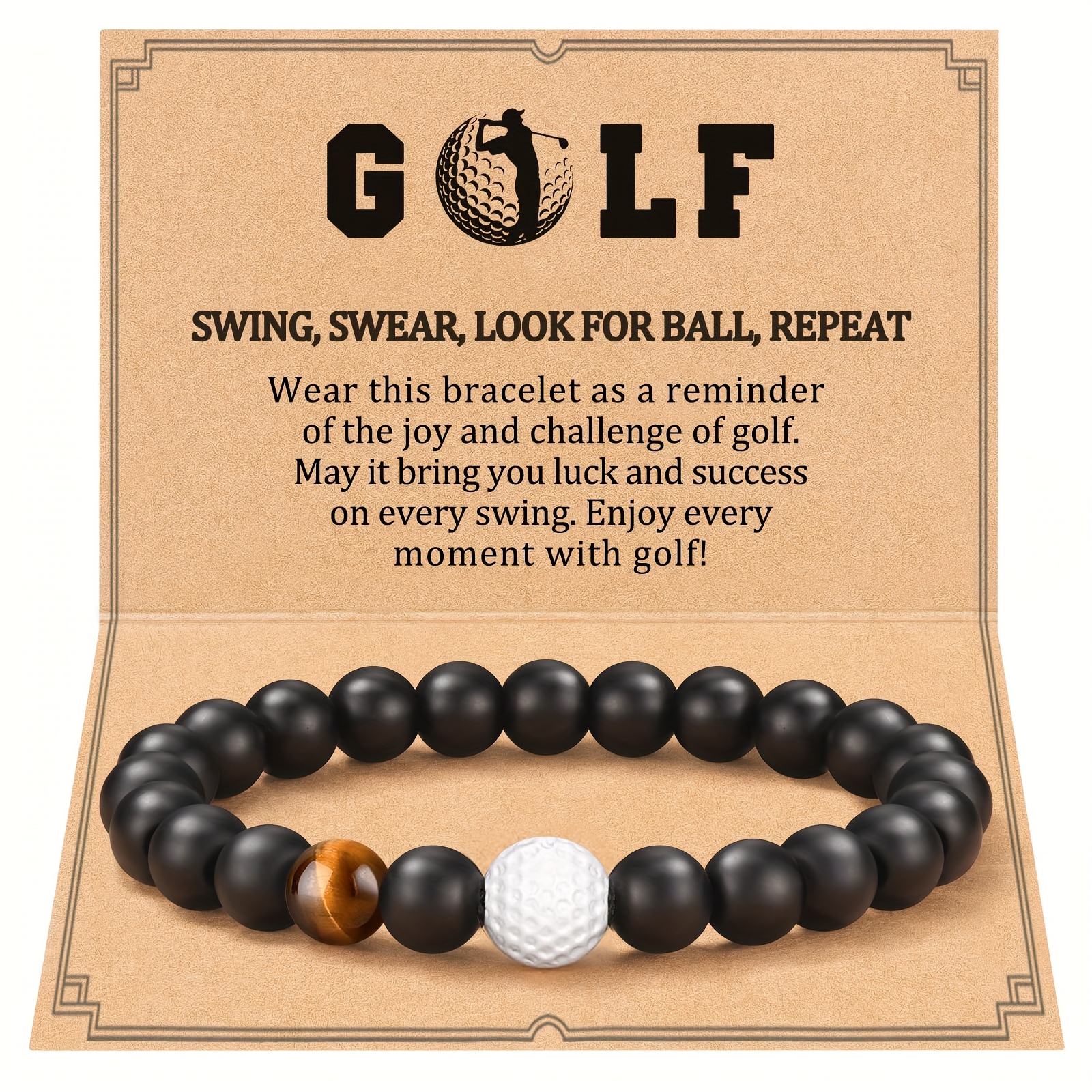 E-shop Golfarmband Matte Onyx Schutz Glücksarmband Golf Geschenk für Familie Freunde Geburtstag Kollegen Urlaubsgeschenk Mode Sportarmband