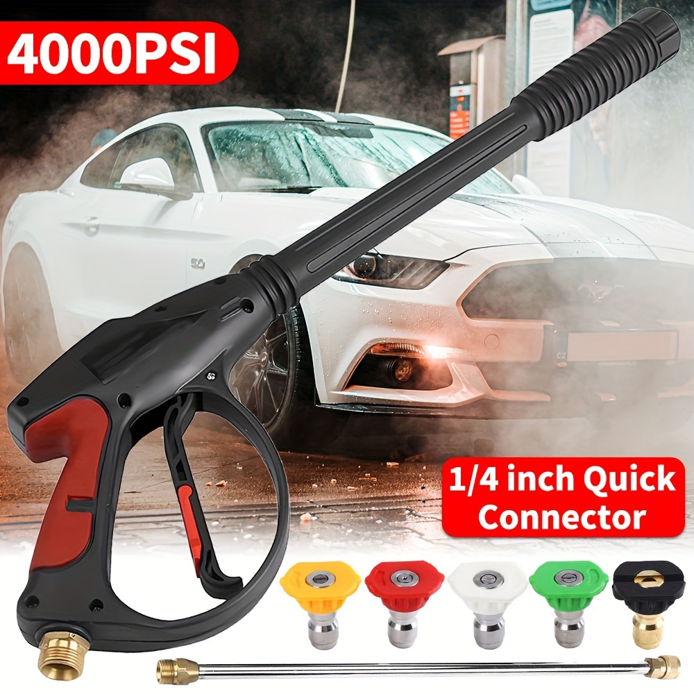 

4000 Psi Pressure Washer And Hose Kit, 50/26.8 Ft Kink Resistant Power Washer Hose And Wand, 3/8" Swivel Quick Connector, 5 Quick Connect Pressure Washer Tips,