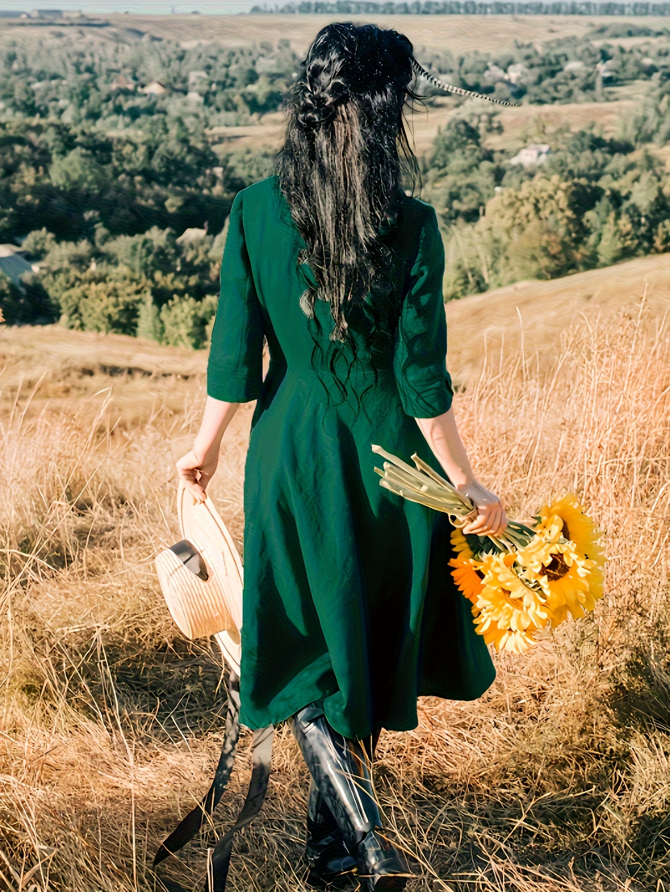 green emerald velvet dress Allegra K Work Dress for Women's Elegant Square Neck 3/4 Sleeve Belted  Pleated a Line Church Midi Dress Dark Green XS at Amazon Women's Clothing  store