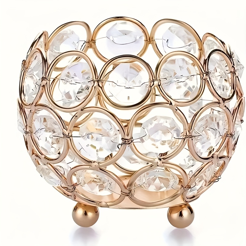 TEMU 1pc Small Round Candle Candlestick, Elegant Crystal Wishing Candlestick, Small Light Candlestick, Crystal Vase Candlestick, Wedding Decoration,