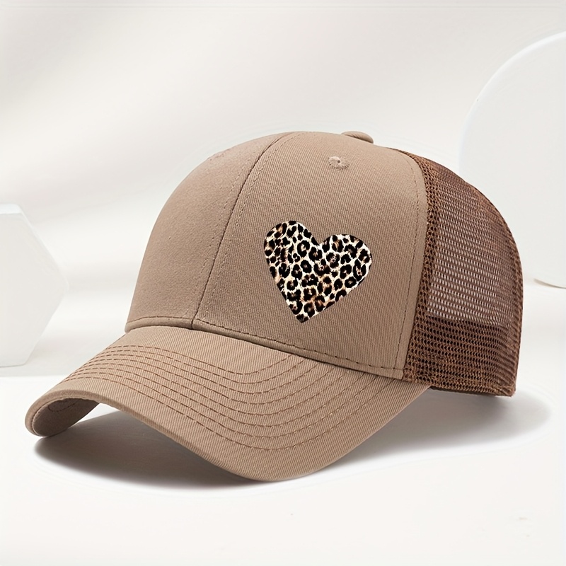 Sporty Leopard Print Baseball Cap, Hip-hop Snapback, Casual Versatile Mesh Hat For Men And Women, Outdoor Party Trucker Cap