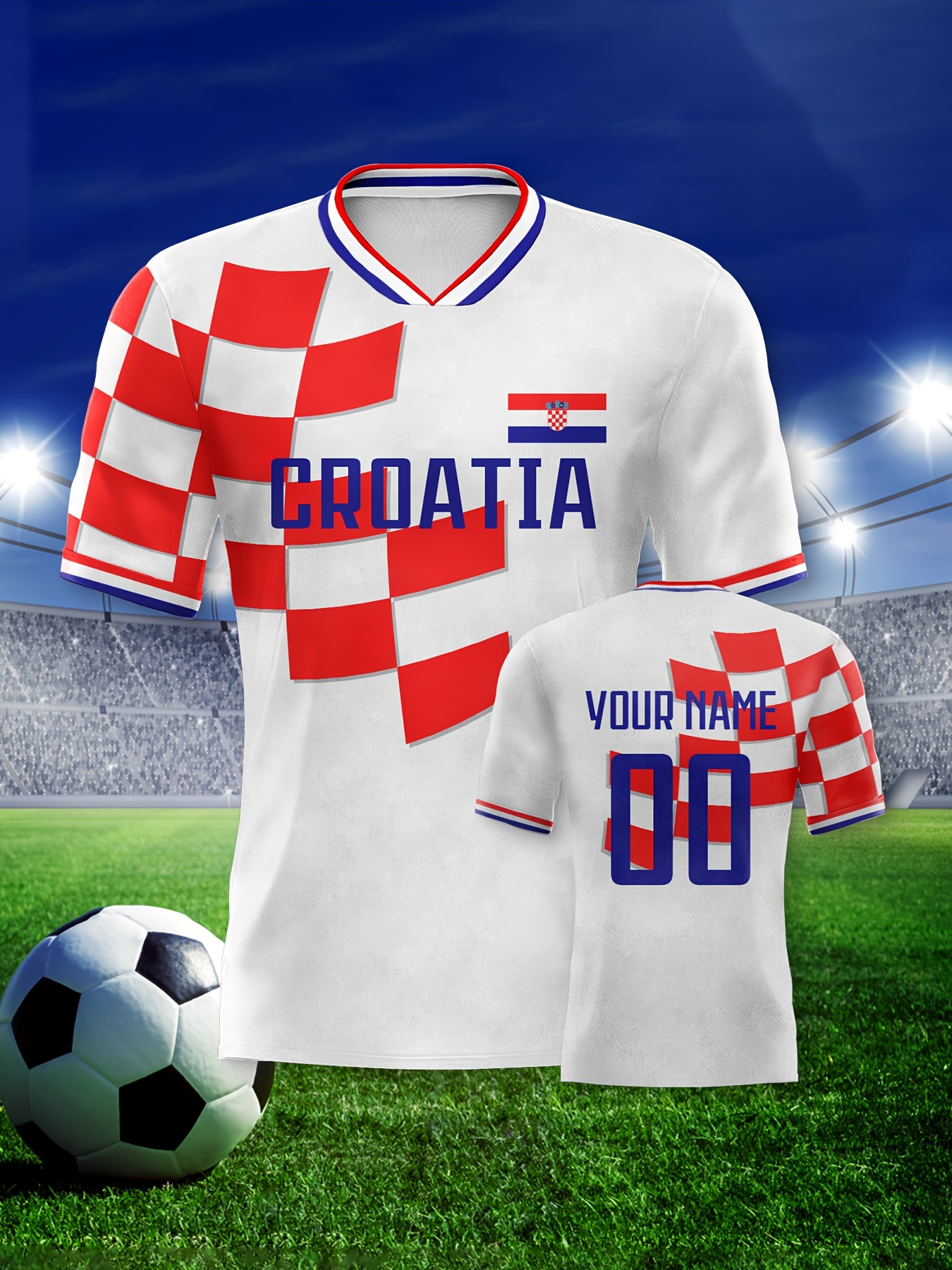 customizable croatia soccer jersey men personalized name Temu