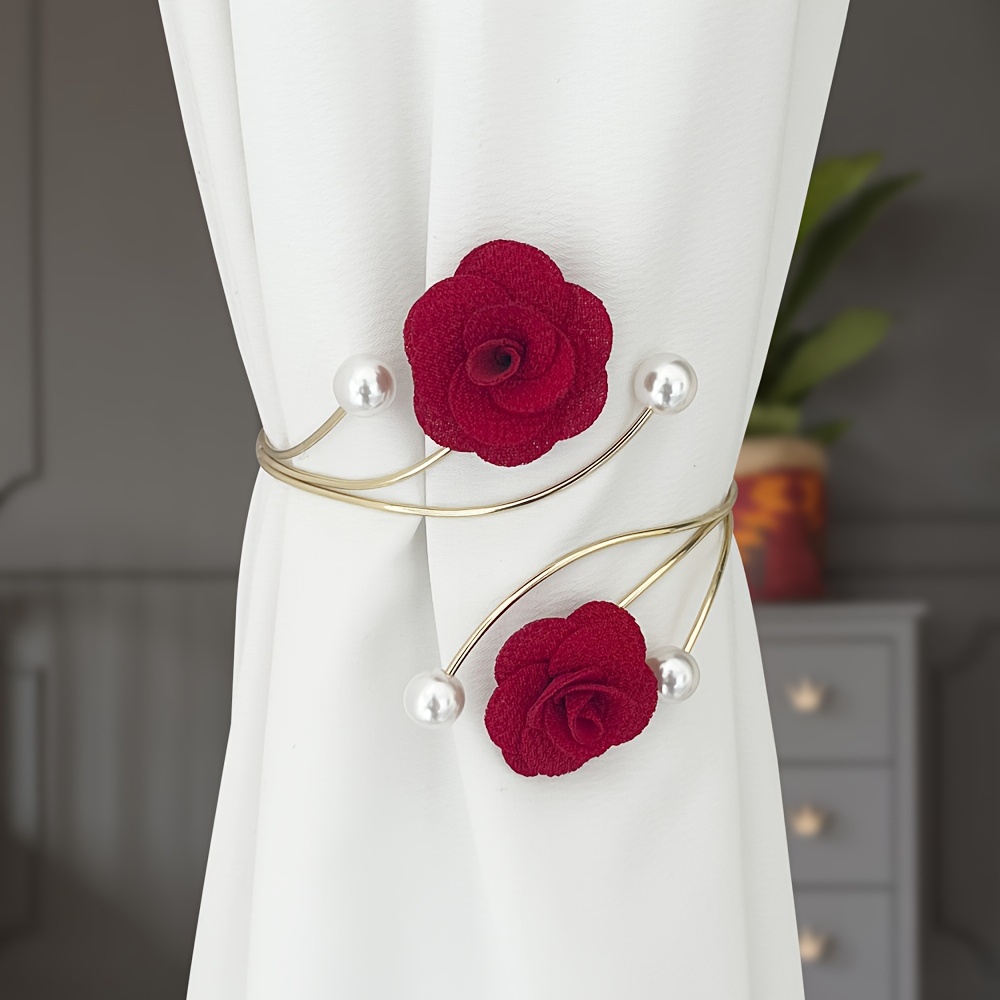 

Elegant Rose-shaped Metal Curtain Tieback - Vintage , Polyester & Metal Home Decor Accessory