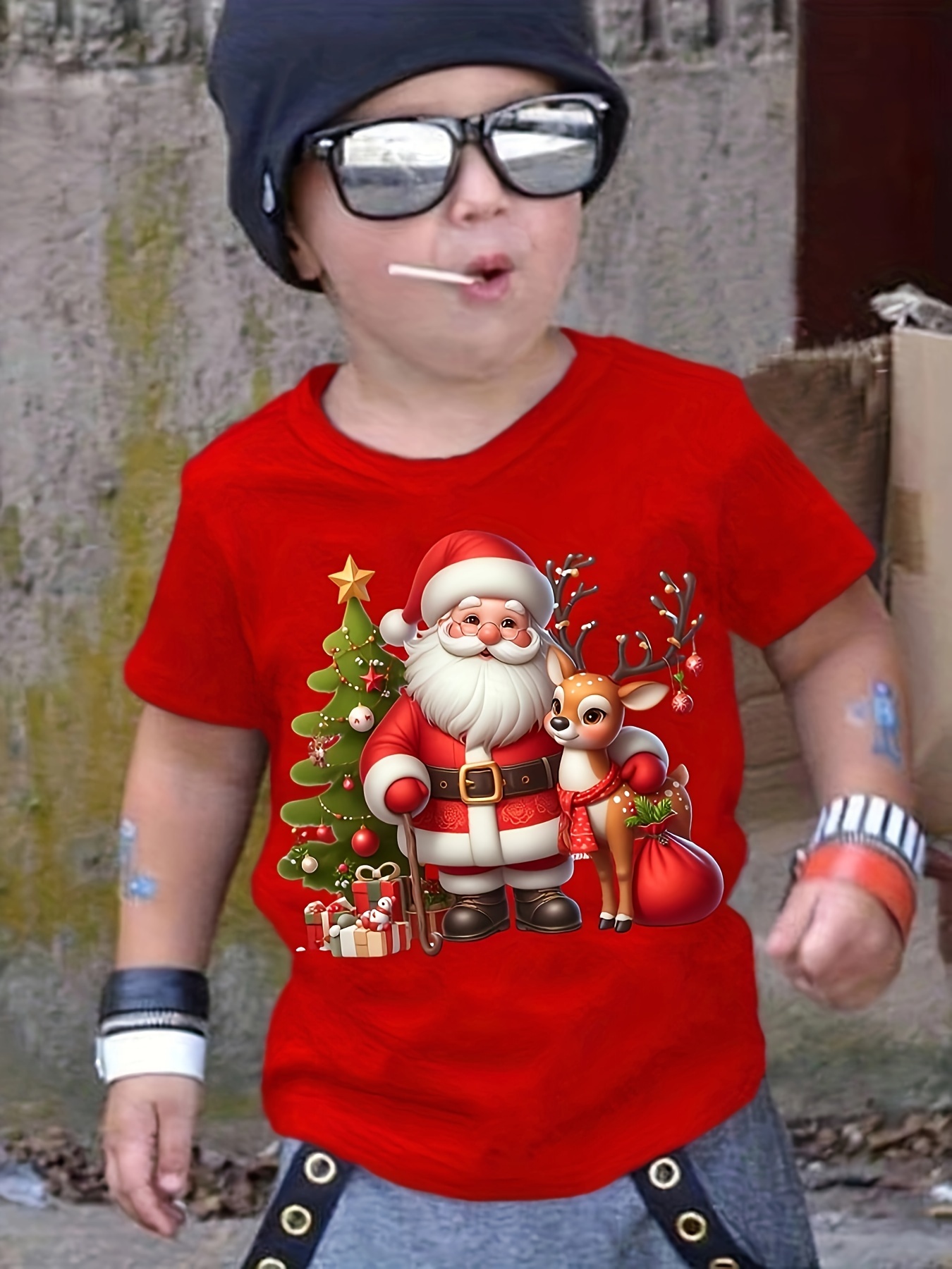 Santa Claus Camisetas Estampadas De Navidad Para NiÃ±os Camiseta