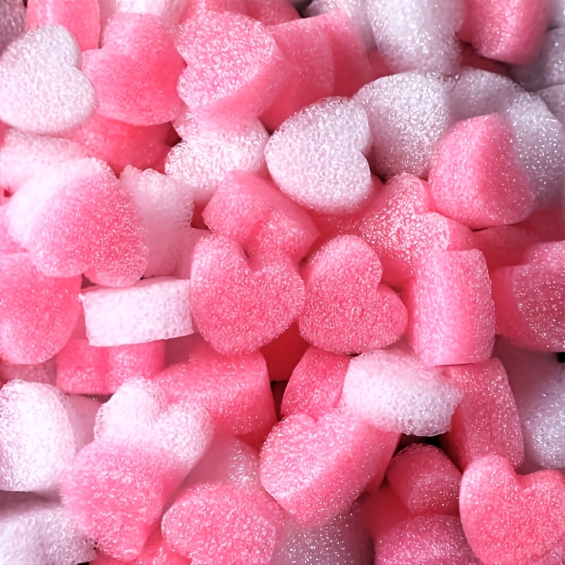 Image of 600pcs Pink White Gift Box Filler Mother's Day Gift Box Decoration Mini Heart Shaped Valentine Foam Beads Basket Filler For Crafts Packaging Birthday Gift Wrapping Decoration Supplies, Pink White